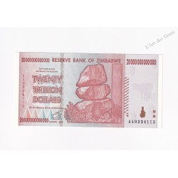 Zimbabwe 20 trillon Dollars 2008 neuf P.89 AA033413, lartdesgents.fr