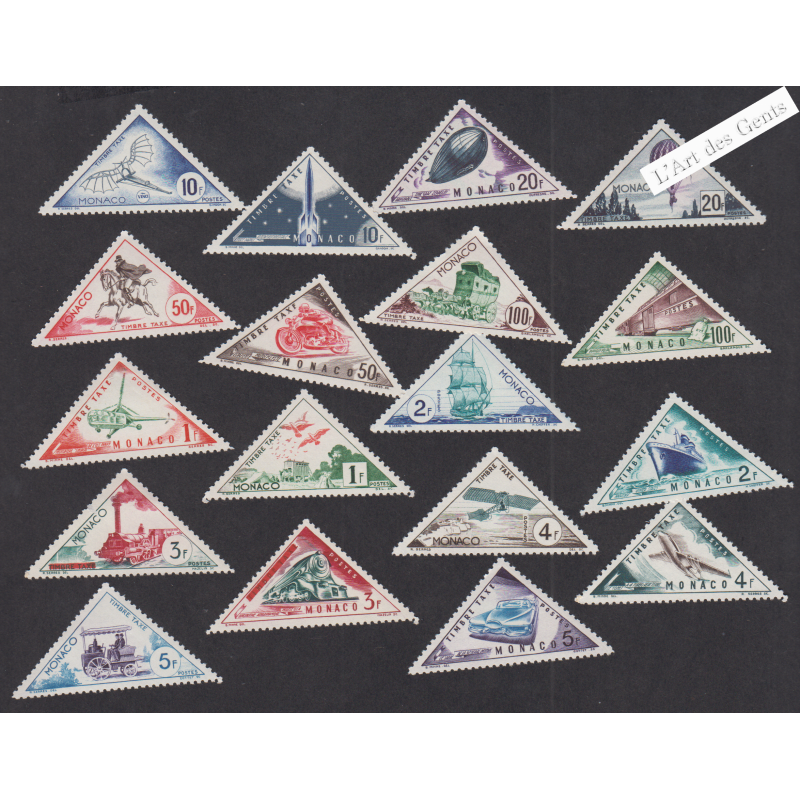 18 Timbres-Taxe Monaco n°39A à n°55 - Année1953 - Neufs* cote 75 Euros lartdesgents.fr