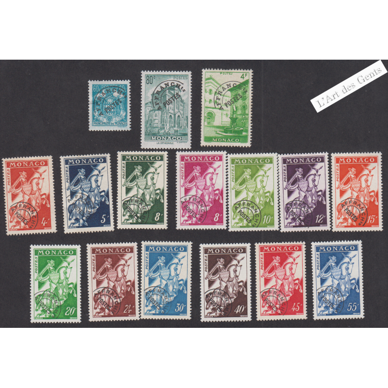 16 Timbres Préoblitérés Monaco n°1 à n°18 - Année1943-59 - Neufs** cote 56 Euros lartdesgents.fr