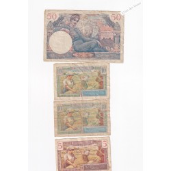 Lot de 4 billets du Trésor Français, 50 frs 10 frs 5 frs TB , lartdesgents.fr
