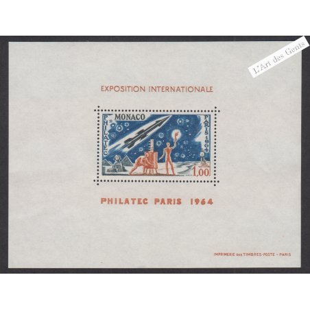 Bloc Monaco n°1 - année 1938 - Neuf** - cote 225 Euros - Lartdesgents.fr