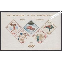 Blocs Spéciaux Monaco n°7 - J.O. Tokyo - année 1964 - Neuf** - cote 850 Euros - Lartdesgents.fr
