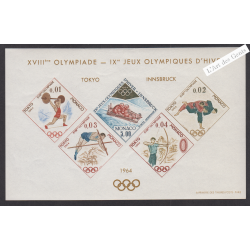 Blocs Spéciaux Monaco n°7 - J.O. Tokyo - année 1964 - Neuf** - cote 850 Euros - Lartdesgents.fr