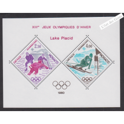 Blocs Spéciaux Monaco n°12 - J.O. de Lake Placid - année 1980 - Neuf** Signé - cote 300 Euros - Lartdesgents.fr