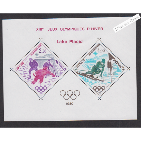 Blocs Spéciaux Monaco n°12 - J.O. de Lake Placid - année 1980 - Neuf** Signé - cote 300 Euros - Lartdesgents.fr