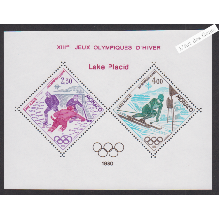 Blocs Spéciaux Monaco n°12 - J.O. de Lake Placid - année 1980 - Neuf** - cote 300 Euros - Lartdesgents.fr