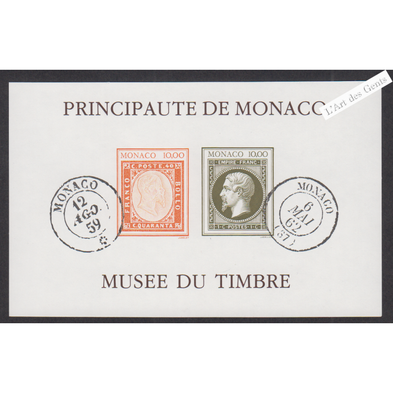 Bloc Feuillet Monaco n°58a Non Dentelé -  année 1980 - Neuf** Signé - cote 250 Euros - Lartdesgents.fr