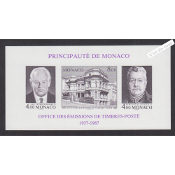 Bloc Feuillet Monaco n°39a Non Dentelé - année 1987 - Neuf**  - cote 50 Euros - Lartdesgents.fr