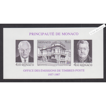 Bloc Feuillet Monaco n°39a Non Dentelé - année 1987 - Neuf**  - cote 50 Euros - Lartdesgents.fr