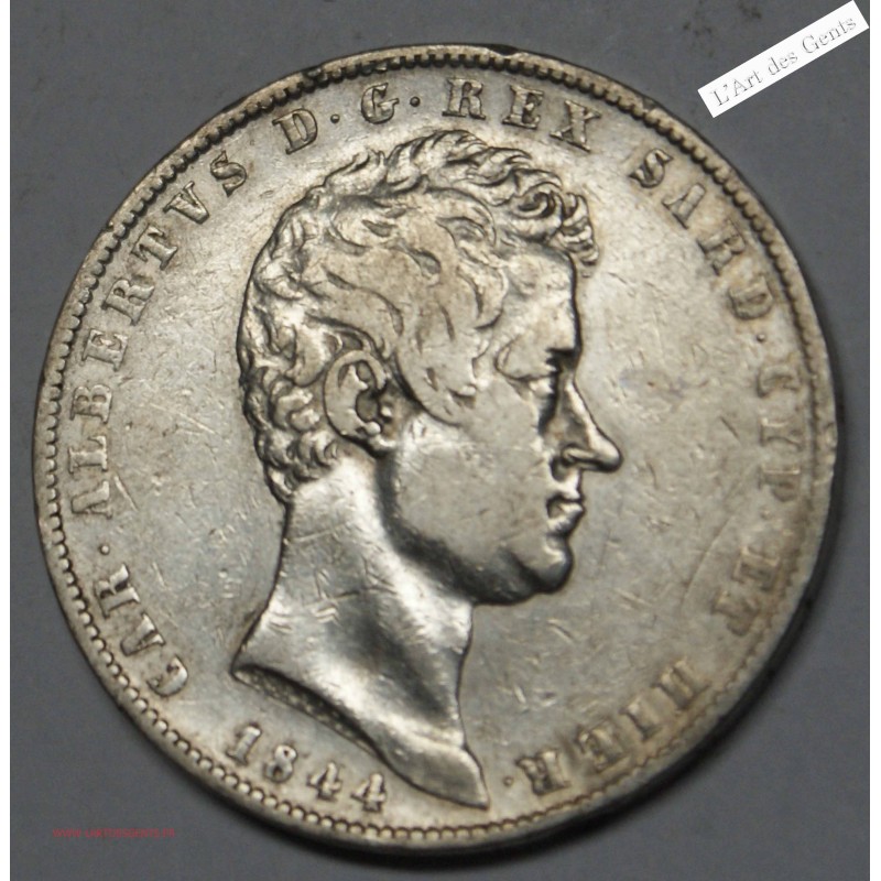 ITALIE - 5 LIRE 1844 CHARLES ALBERT, lartdesgents.fr