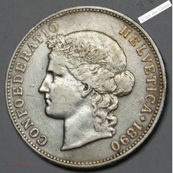 HELVETIA - SUISSE 5 FRANCS 1890, lartdesgents.fr