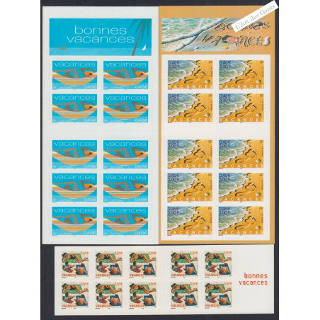 France Autoadhésifs - 3 carnets BC29-BC33 ET BC35 Bonnes Vacances - 2001à 2003 - Neufs** - lartdesgents.fr
