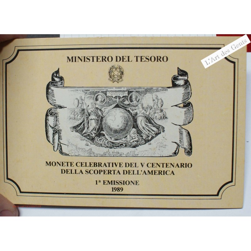 Coffret Italie, 500 lire + 200 lire 1989 Christophe Colomb, Rome, BU, FDC, lartdesgents.fr
