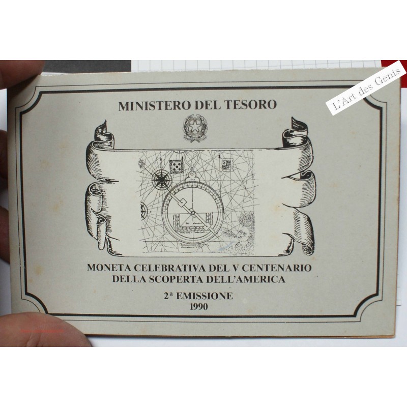 Coffret Italie, 500 lire 1990 Colomb, 2° émissione Rome, BU, FDC, lartdesgents.fr