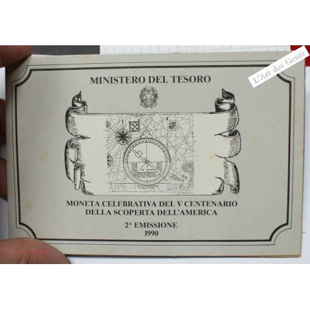 Coffret Italie, 500 lire 1990 Colomb, 2° émissione Rome, BU, FDC, lartdesgents.fr