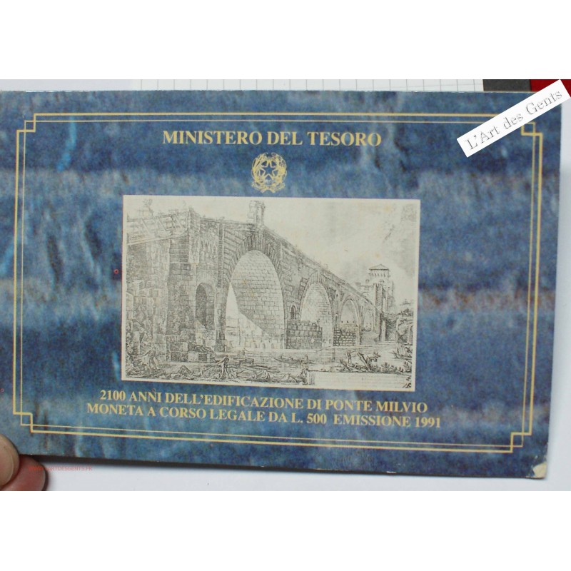Coffret Italie, 500 lire 1991 Ponte Milvio, Rome, BU, FDC, lartdesgents.fr