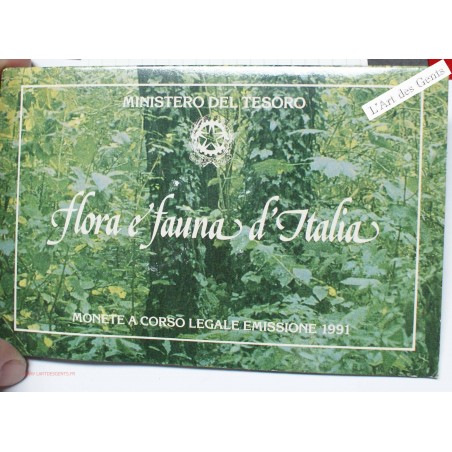 Coffret Italie, 500 lire + 200 lire 1991 Fleur et Faune, Rome, BU, FDC, lartdesgents.fr