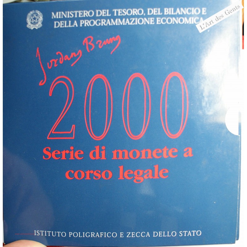 Coffret Italie 2000, série complète divisionnaire , Rome, BU, FDC, lartdesgents.fr