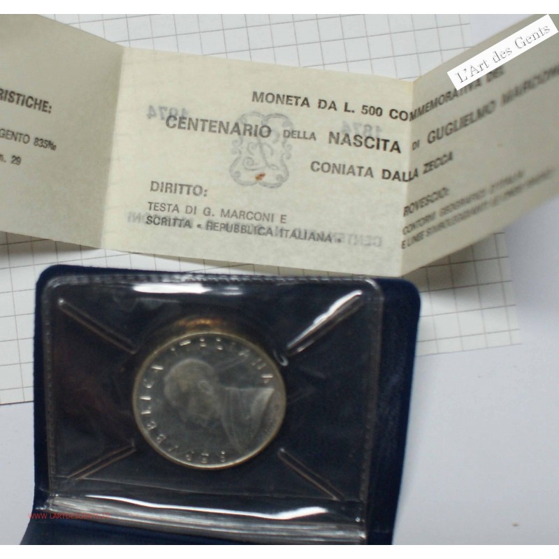 ITALIE 500 lire 1974 Guglielmo Marconi, FDC, BU, lartdesgents.fr