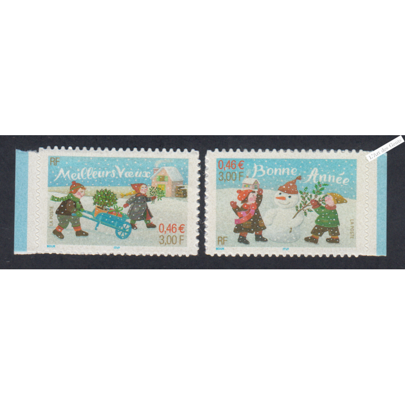 France Autoadhésifs - PaireTimbres sans bande phosphore n°31a et 32a - 2001et 2002 - Neufs** - lartdesgents.fr