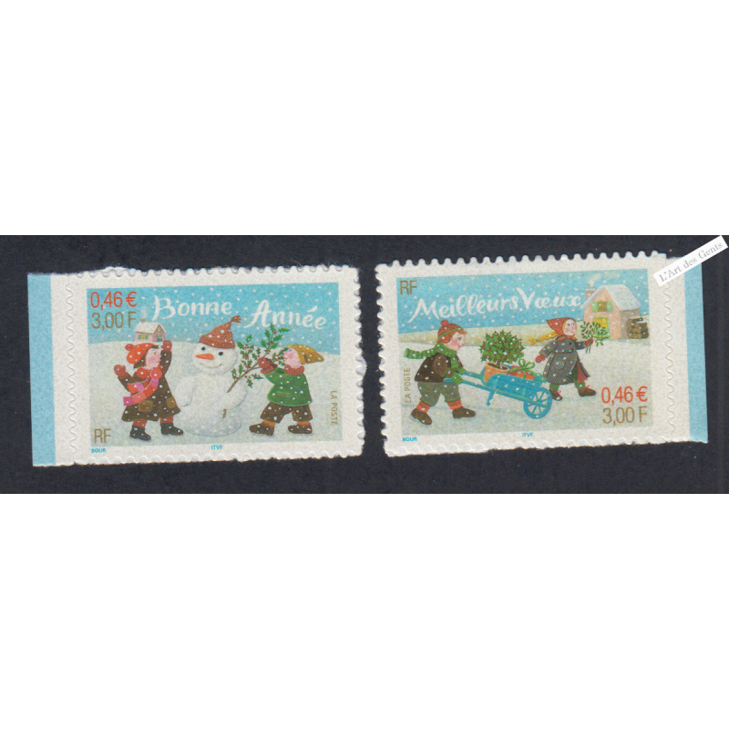 France Autoadhésifs - Paire Timbres sans bande phosphore n°31a et 32a - 2001et 2002 - Neufs** - lartdesgents.fr