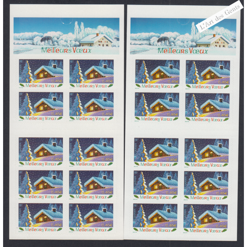 France Autoadhésifs - 2 carnets  BC34  Meilleurs Voeux -  2002 - Neufs** - lartdesgents.fr