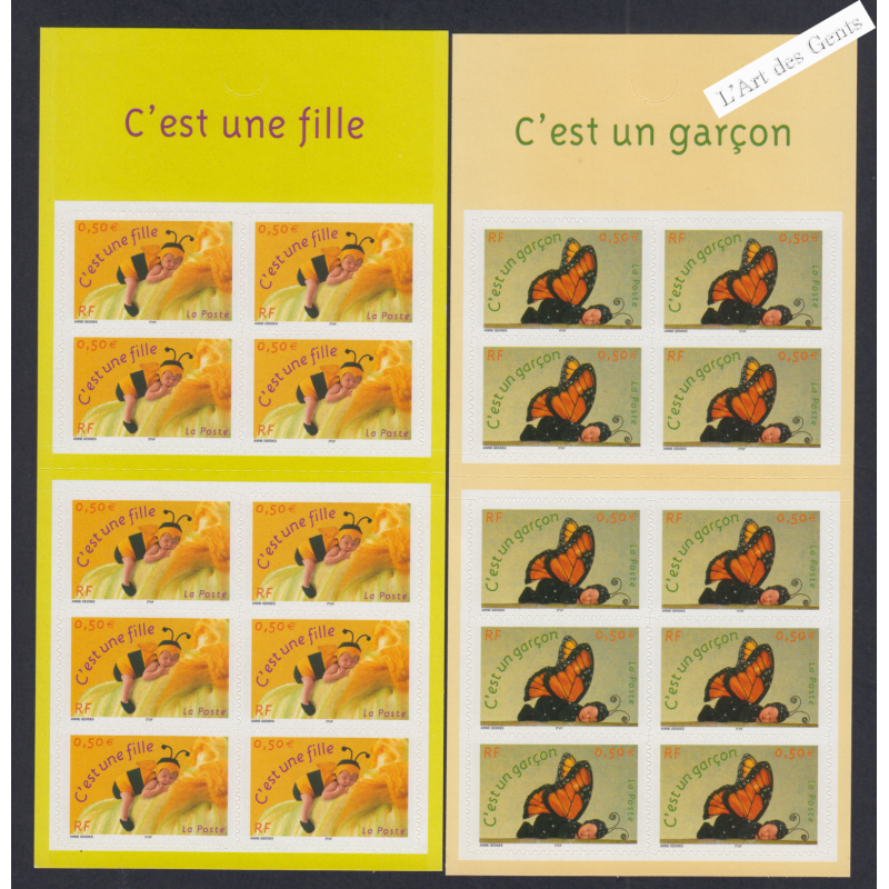 France Autoadhésifs - 2 carnets BC40 et  BC41 - Timbres pour Naissances - 2004 - Neufs** - lartdesgents.fr