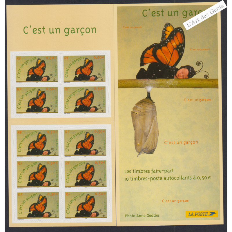 France Autoadhésifs - 2 carnets BC41 - Timbres pour Naissances Garçons - 2004 - Neufs** - lartdesgents