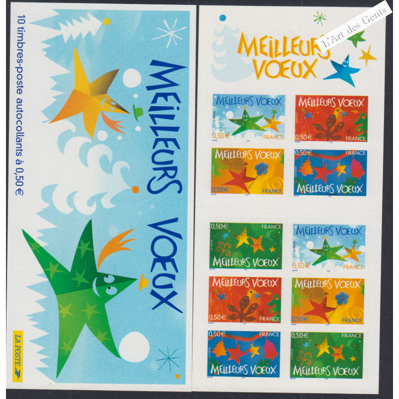 France Autoadhésifs - 2 carnets BC44 - Meilleurs Voeux - 2004 - Neufs** - lartdesgents.fr