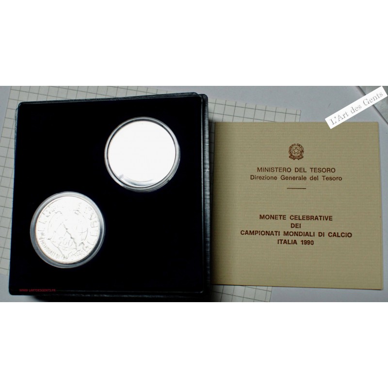 ITALIE 500, 200 lire 1990 - Championnat du Monde de Foot -  FDC, BU, lartdesgents.fr