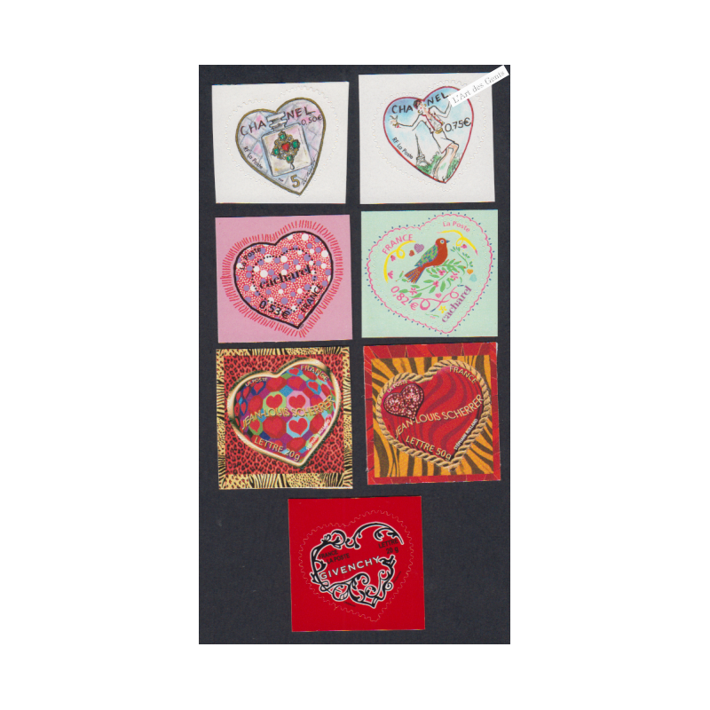 France Autoadhésifs -7 timbres Coeurs Saint Valentin - Années 2004 à 2007 - Neufs** - lartdesgents.fr