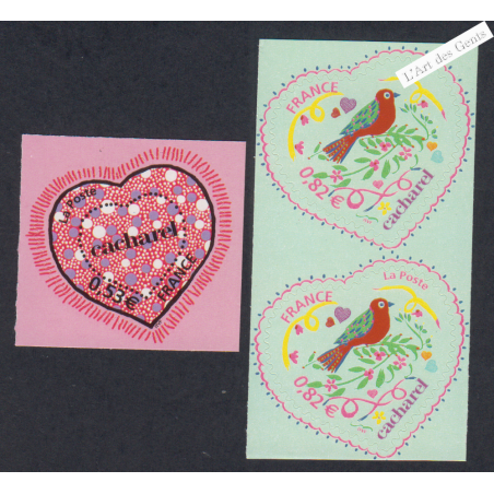 France Autoadhésifs - timbres Saint Valentin - n°50-51 et variété 51a - Années 2005 - Neufs** - lartdesgents.fr