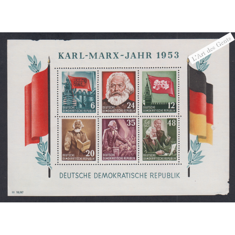 Bloc Dentelé "Karl-Marx-Jahr" 1953 Neuf lartdesgents.fr