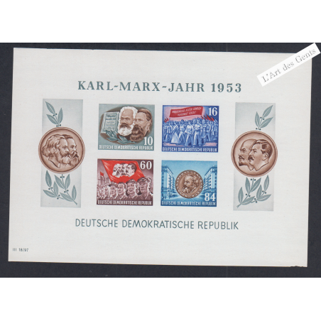 Bloc Non Dentelé "Karl-Marx-Jahr" 1953 Neuf lartdesgents.fr