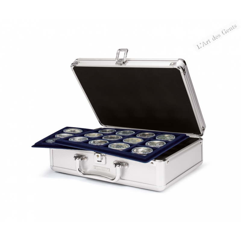 Valisette Numismatique avec plateaux pour 120 monnaies diamètre 41 mm max l'artdesgents.fr