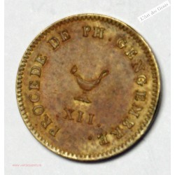 Essai Quart de Franc AN XII laiton. GENGEMBRE, SUPERBE, lartdesgents.fr