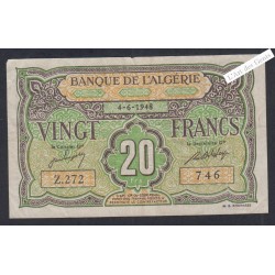 Billet ALGERIE 20 Francs SUP 4-6-1948 n°Z.272 746 lartdesgents.fr