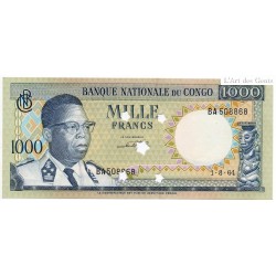 Billet Congo 1000 Francs - BA 508868 - 1 Aout 1964 Pick 8 lartdesgents.fr