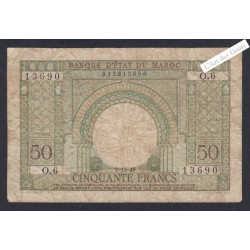 Billet Maroc 50 Francs - O.6 13690 - 2-12-1949  lartdesgents.fr