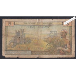 Billet Maroc 5 Dirhams - K.1 37334 - 1960  lartdesgents.fr