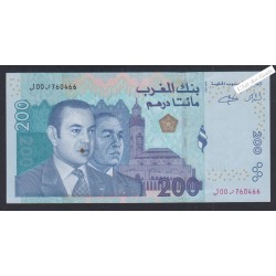 Billet Maroc 200 Dirhams - 00 760466 - 2002 - TTB+ lartdesgents.fr