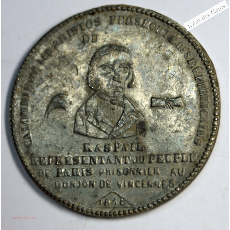 Médaille, Raspail Arrestation des auteurs de l'attentat 1848 , lartdesgents.fr