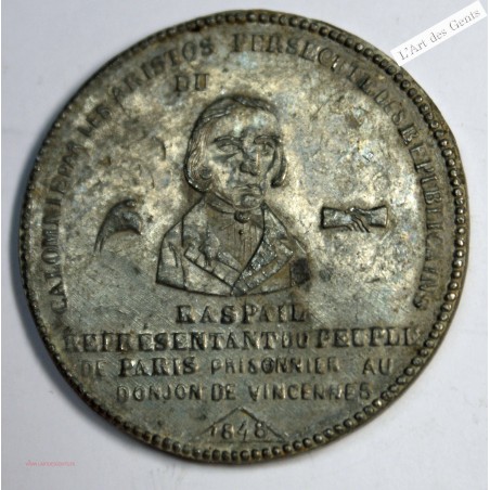 Médaille, Raspail Arrestation des auteurs de l'attentat 1848 , lartdesgents.fr