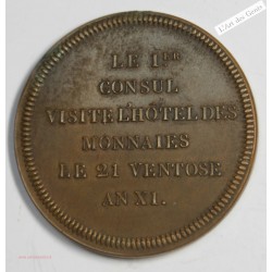 Essai, module 5 francs Napoléon Ier consul, AN XI, visite de l'hotel des monnaie Thiollier, lartdesgents.fr
