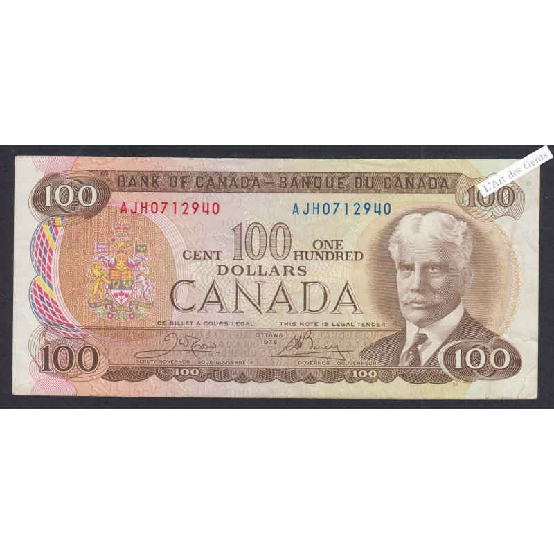Billet Canada 100 Dollars  - AJH0712940 - 1975 - lartdesgents.fr
