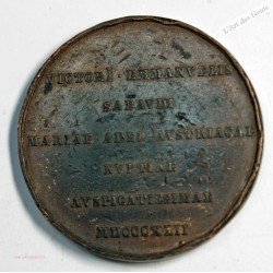 Médaille, MARIAGE VITTORIO EMANUEL II 1843, lartdesgents.fr