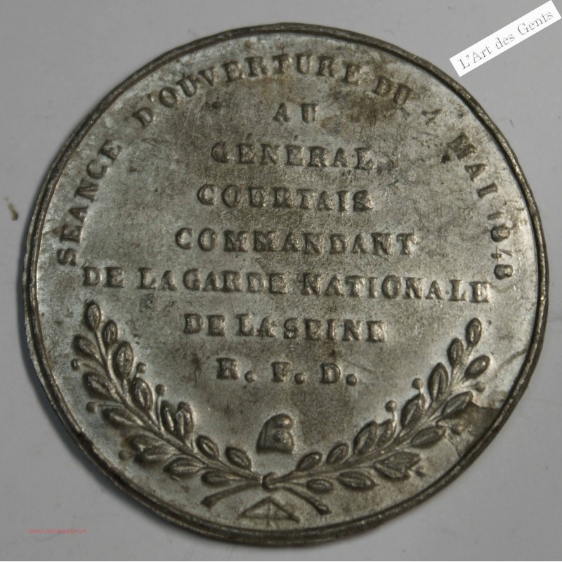 Médaille, Ouverture Assemblée Nationale, Gal Courtan, 1848, lartdesgents.fr