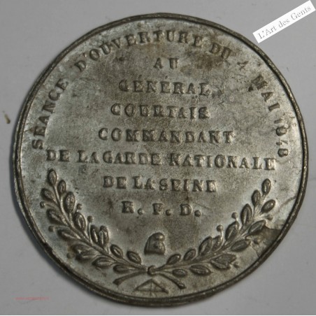 Médaille, Ouverture Assemblée Nationale, Gal Courtan, 1848, lartdesgents.fr
