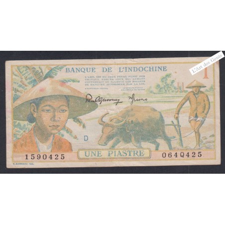 Billet Indochine 1 Piastre - 064Q425 - 1949 - Pick 74 - lartdesgents.fr