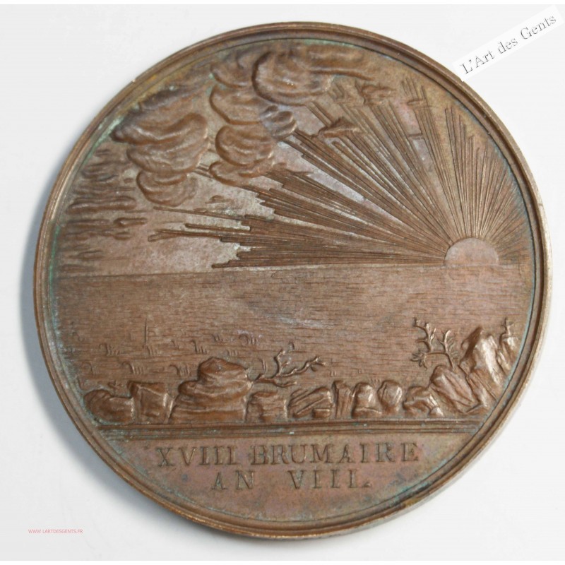 Médaille Bronze, Citoyens du gard, An VIII 1800 par J.B DUBOIS, lartdesgents.fr